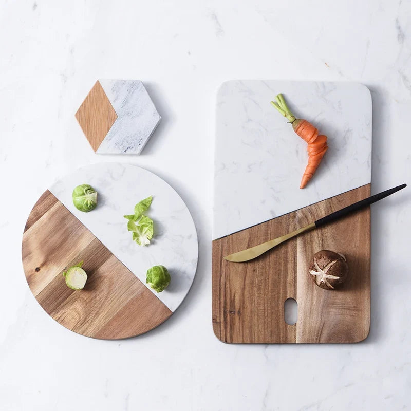 Marble and Acacia Cheese Board Set for Entertaining
