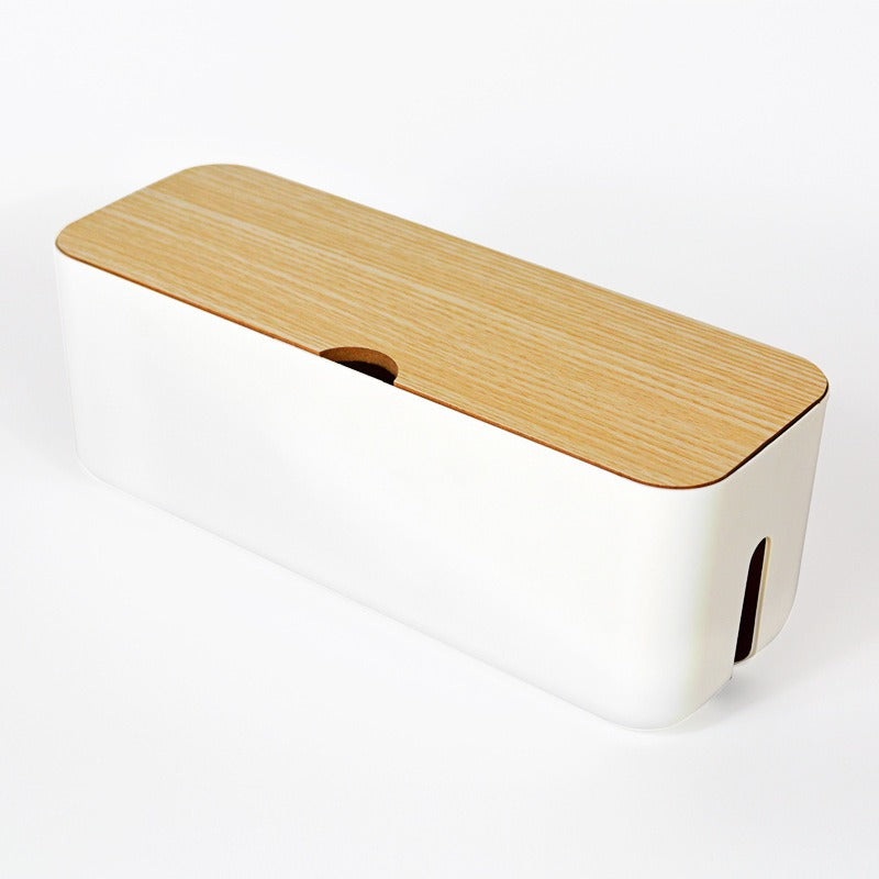 Cable Storage Box with Wood Lid for Hidden Power Strips