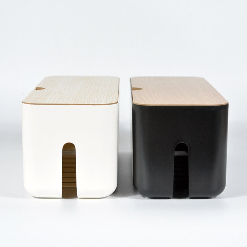 Cable Storage Box with Wood Lid for Hidden Power Strips