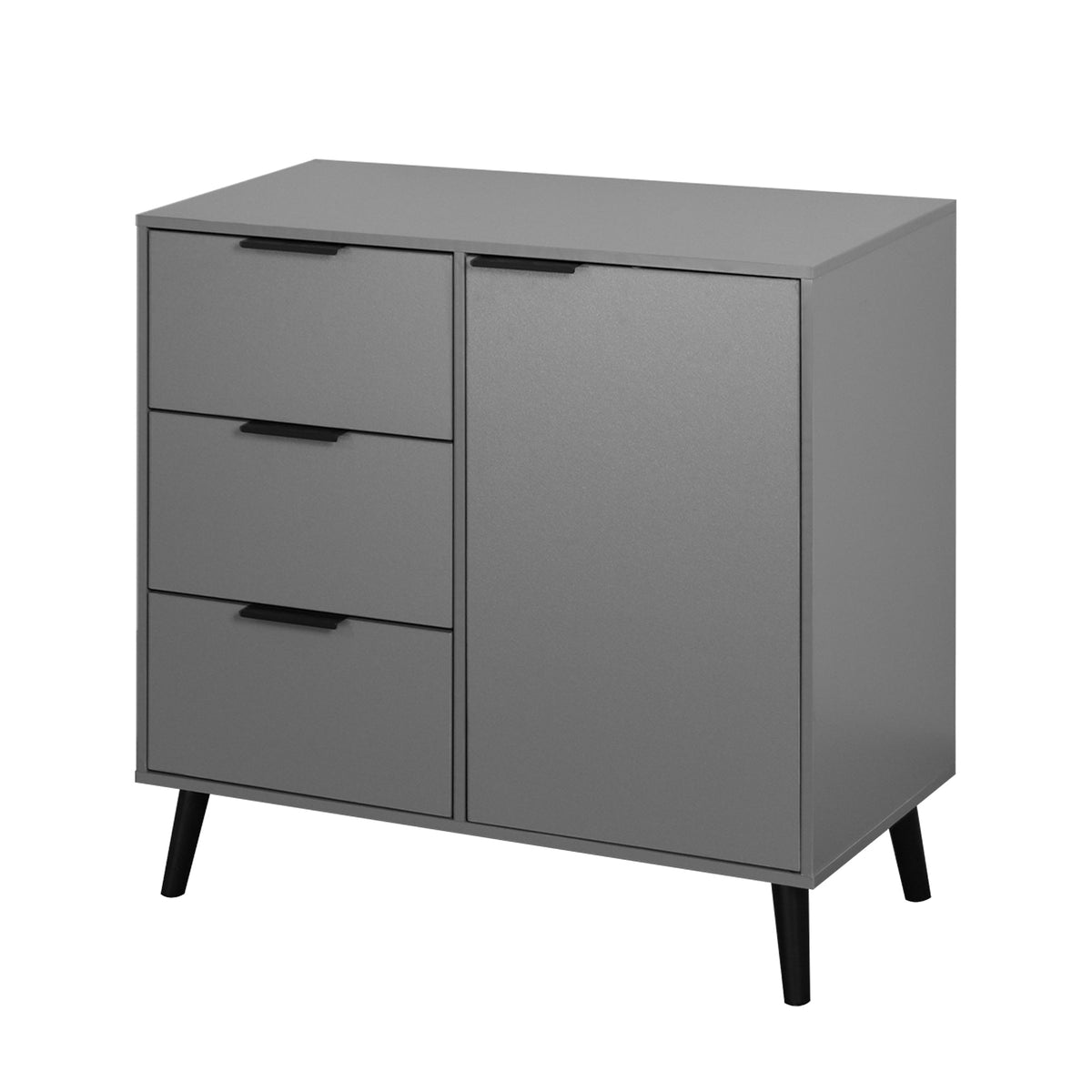 Gray Storage Cabinet with 3 Drawers, Door and Shelf