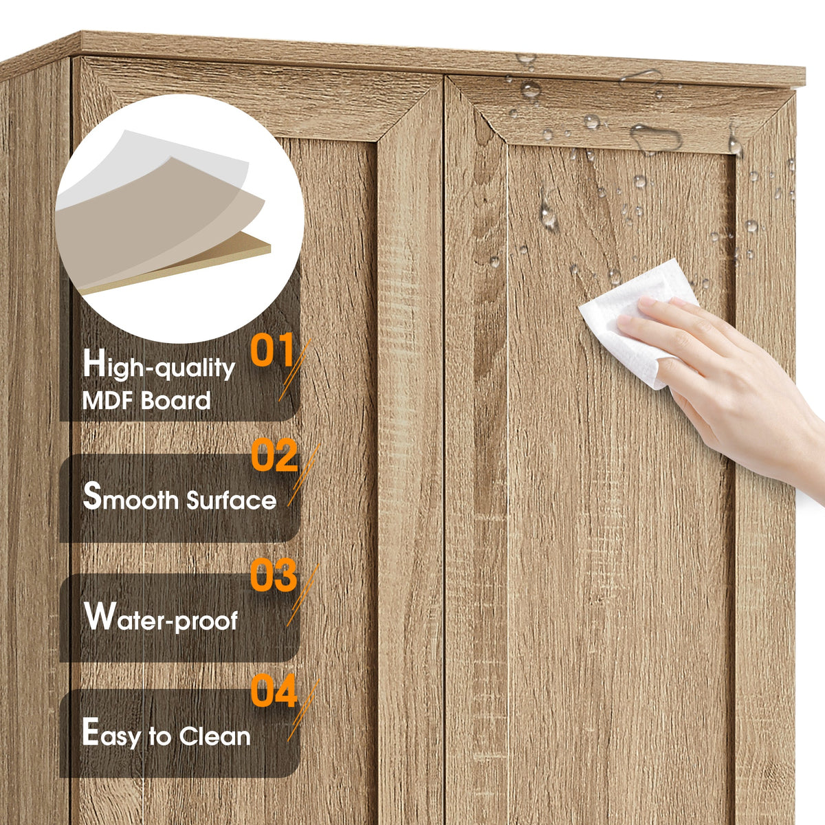 Two-Door Bathroom Storage Cabinet with Adjustable Shelves