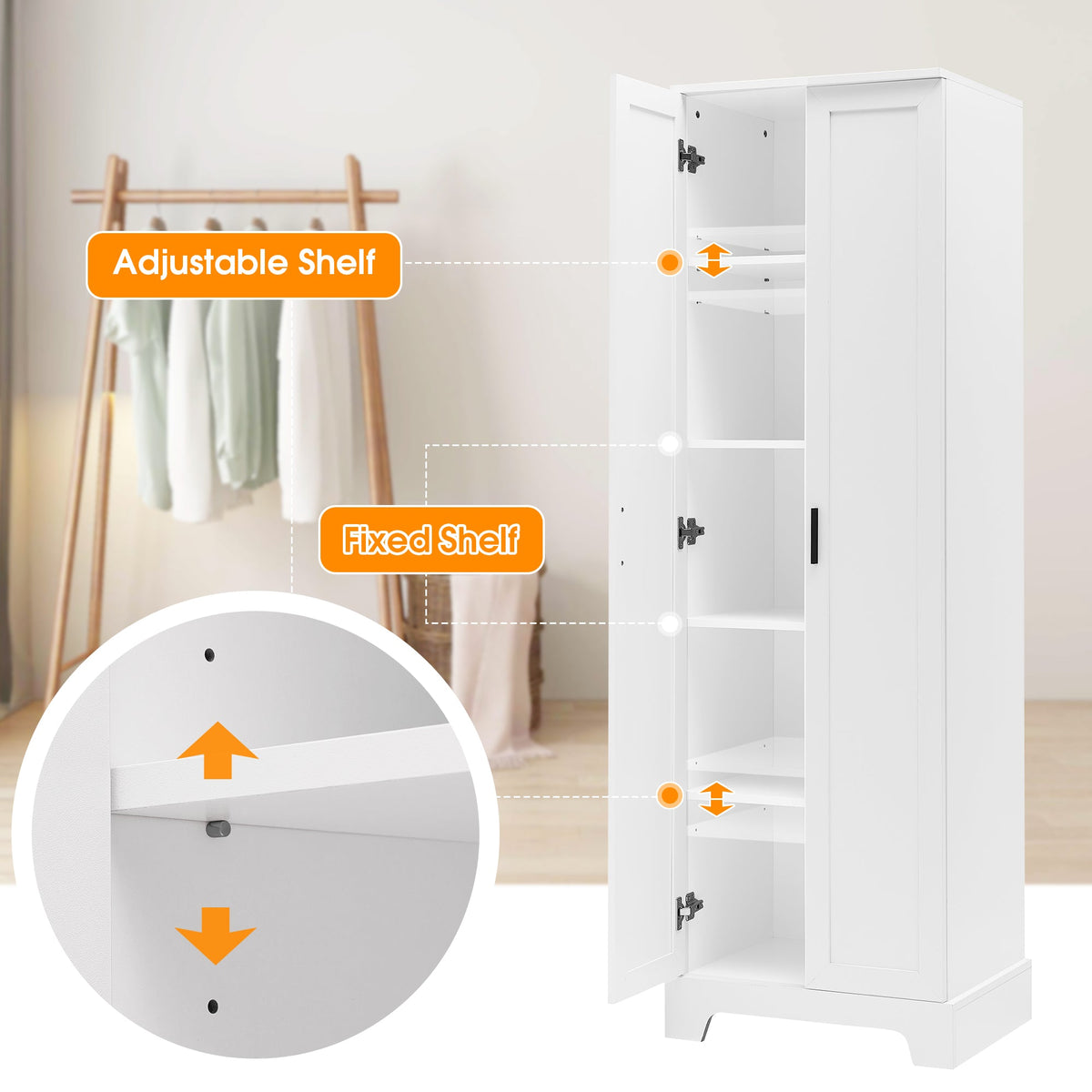 Bathroom Storage Cabinet with Doors and Adjustable Shelves