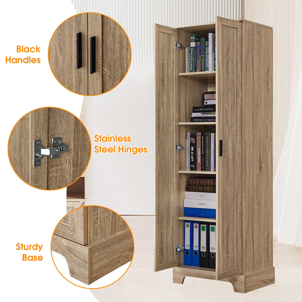 Two-Door Bathroom Storage Cabinet with Adjustable Shelves