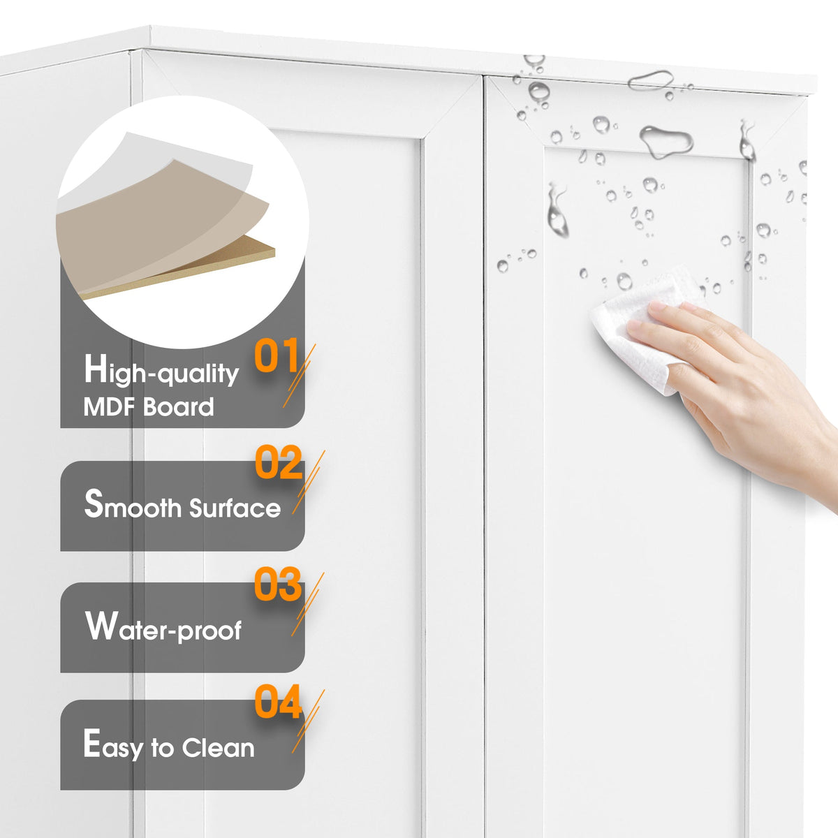Bathroom Storage Cabinet with Doors and Adjustable Shelves