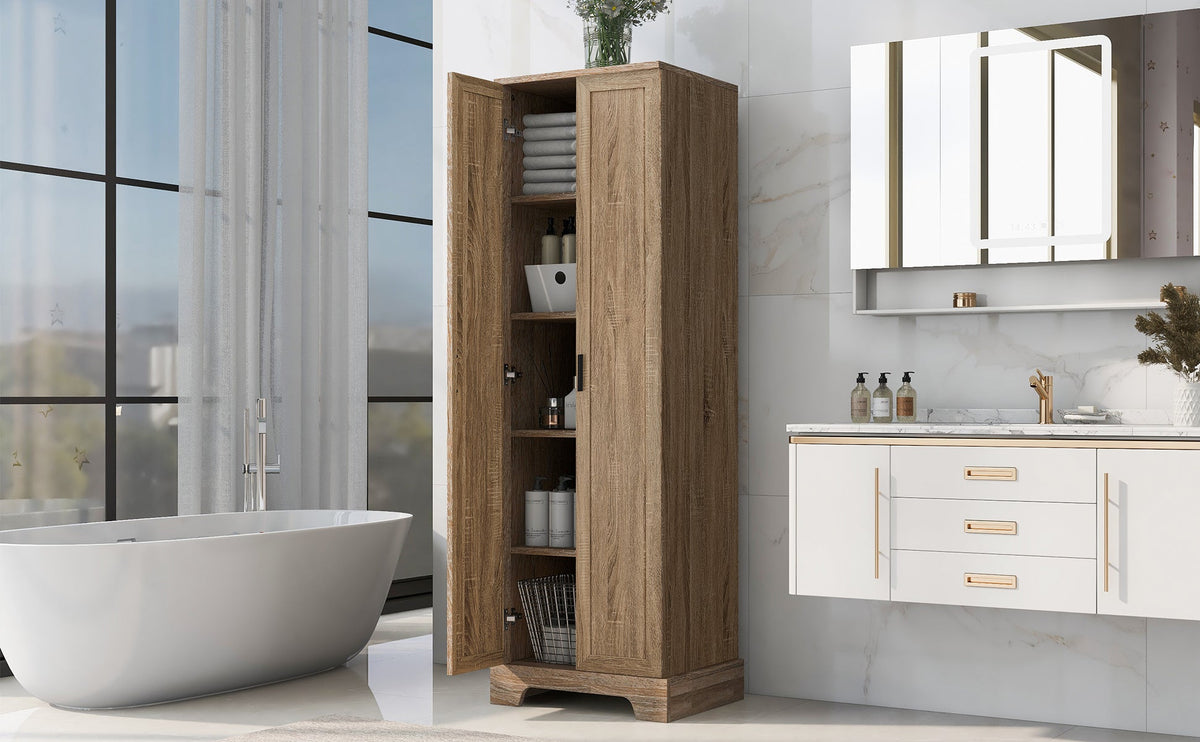 Two-Door Bathroom Storage Cabinet with Adjustable Shelves