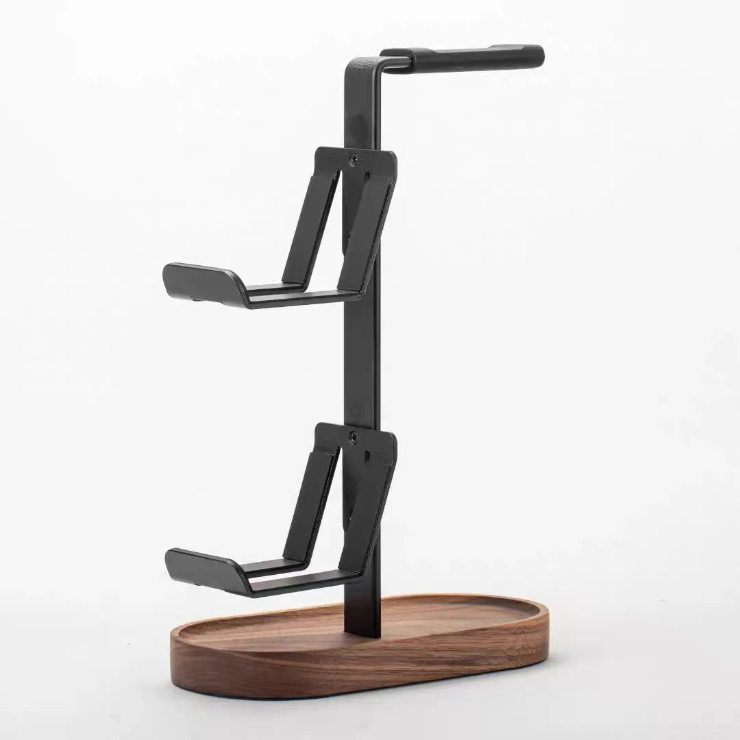 2-in-1 Headphone & Controller Stand, Walnut Aluminum