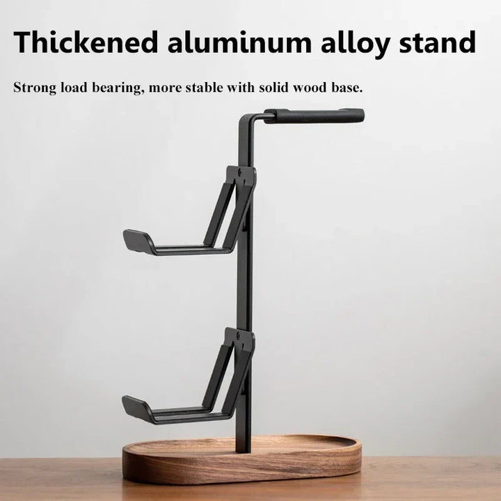 2-in-1 Headphone & Controller Stand, Walnut Aluminum