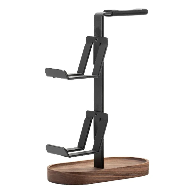 2-in-1 Headphone & Controller Stand, Walnut Aluminum