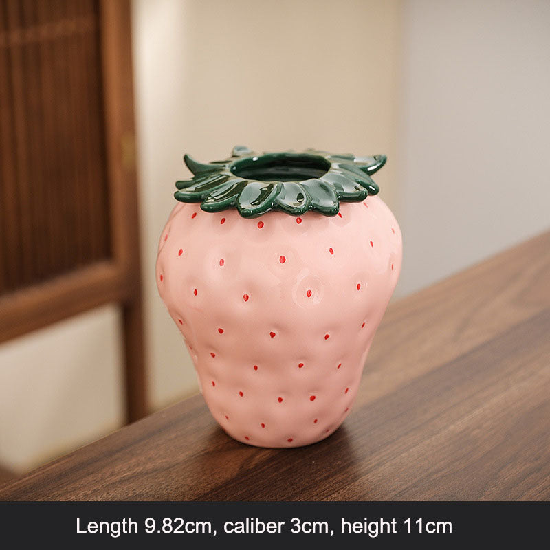 Strawberry Ceramic Vase for Playful Floral Displays