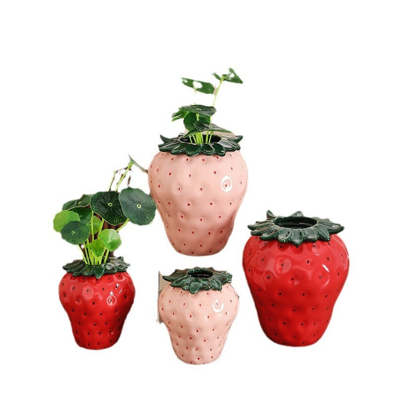 Strawberry Ceramic Vase for Playful Floral Displays