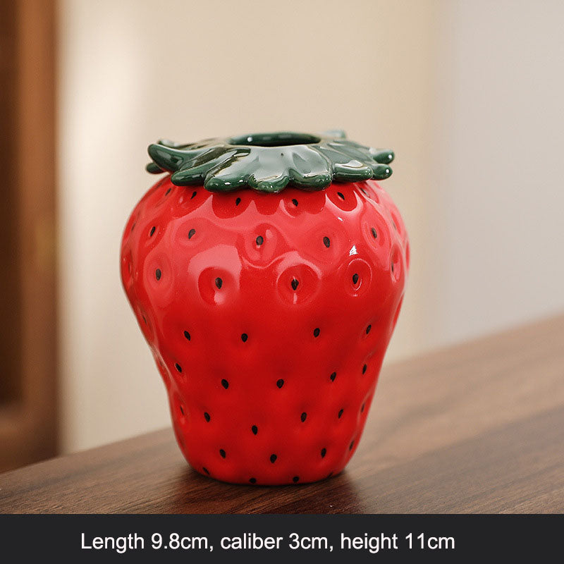 Strawberry Ceramic Vase for Playful Floral Displays