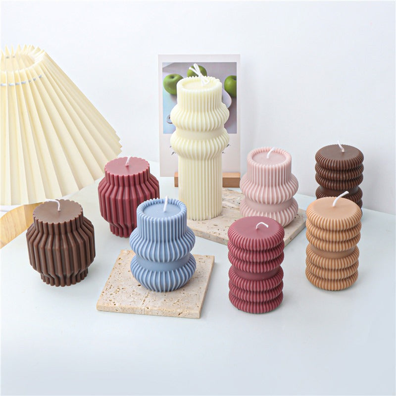 Striped Silicone Candle Mold for Ribbed Statement Candles