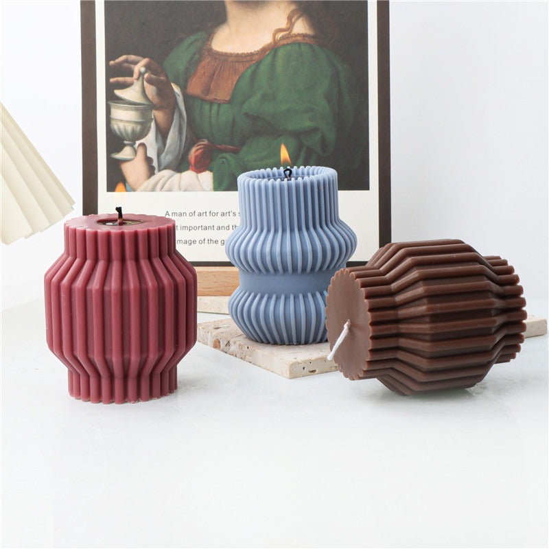Striped Silicone Candle Mold for Ribbed Statement Candles
