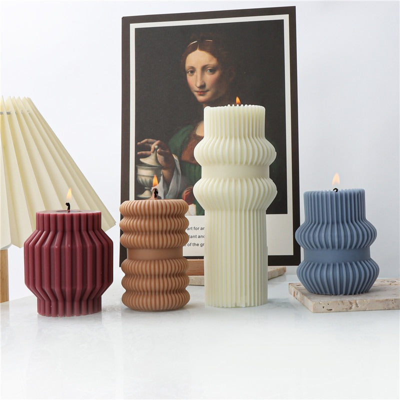 Striped Silicone Candle Mold for Ribbed Statement Candles