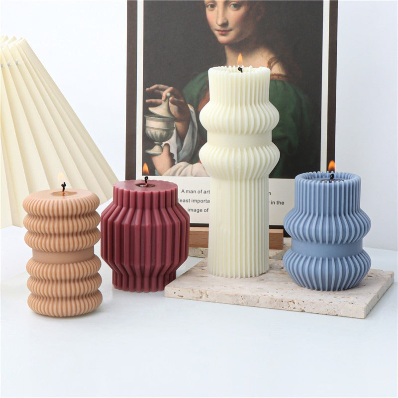 Striped Silicone Candle Mold for Ribbed Statement Candles