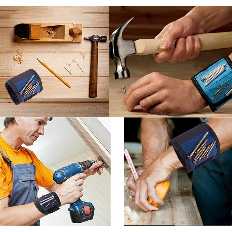 Magnetic Wristband That Holds Screws and Nails at Hand