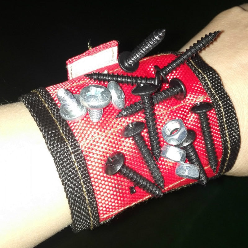 Magnetic Wristband That Holds Screws and Nails at Hand