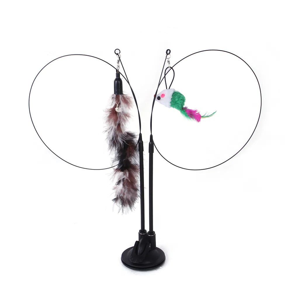 Suction Cup Cat Toy With Interchangeable Attachments