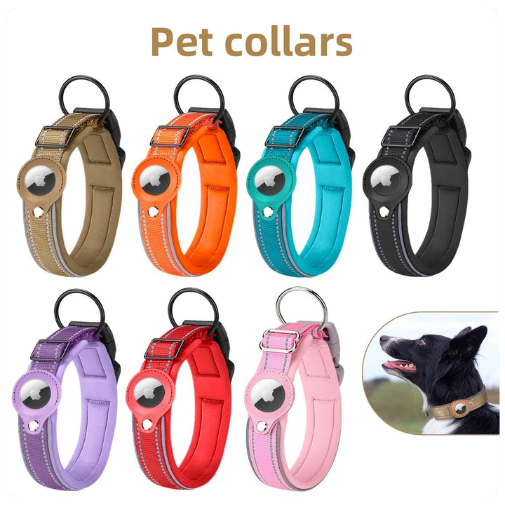 AirTag Dog Collar With Reflective Safety Tracker Holder