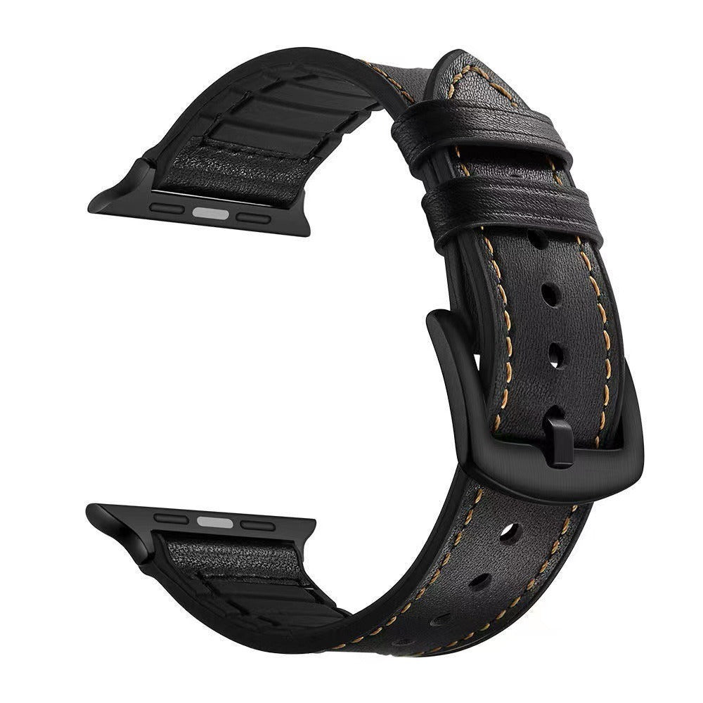 Crazy Horse Leather Apple Watch Band with Silicone Lining