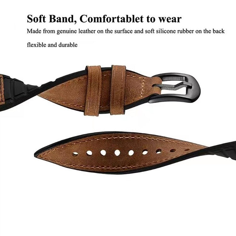 Crazy Horse Leather Apple Watch Band with Silicone Lining