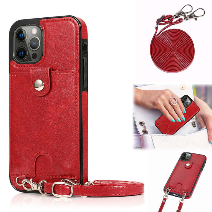 iPhone 12 Pro Max Leather Crossbody Case with Card Slot
