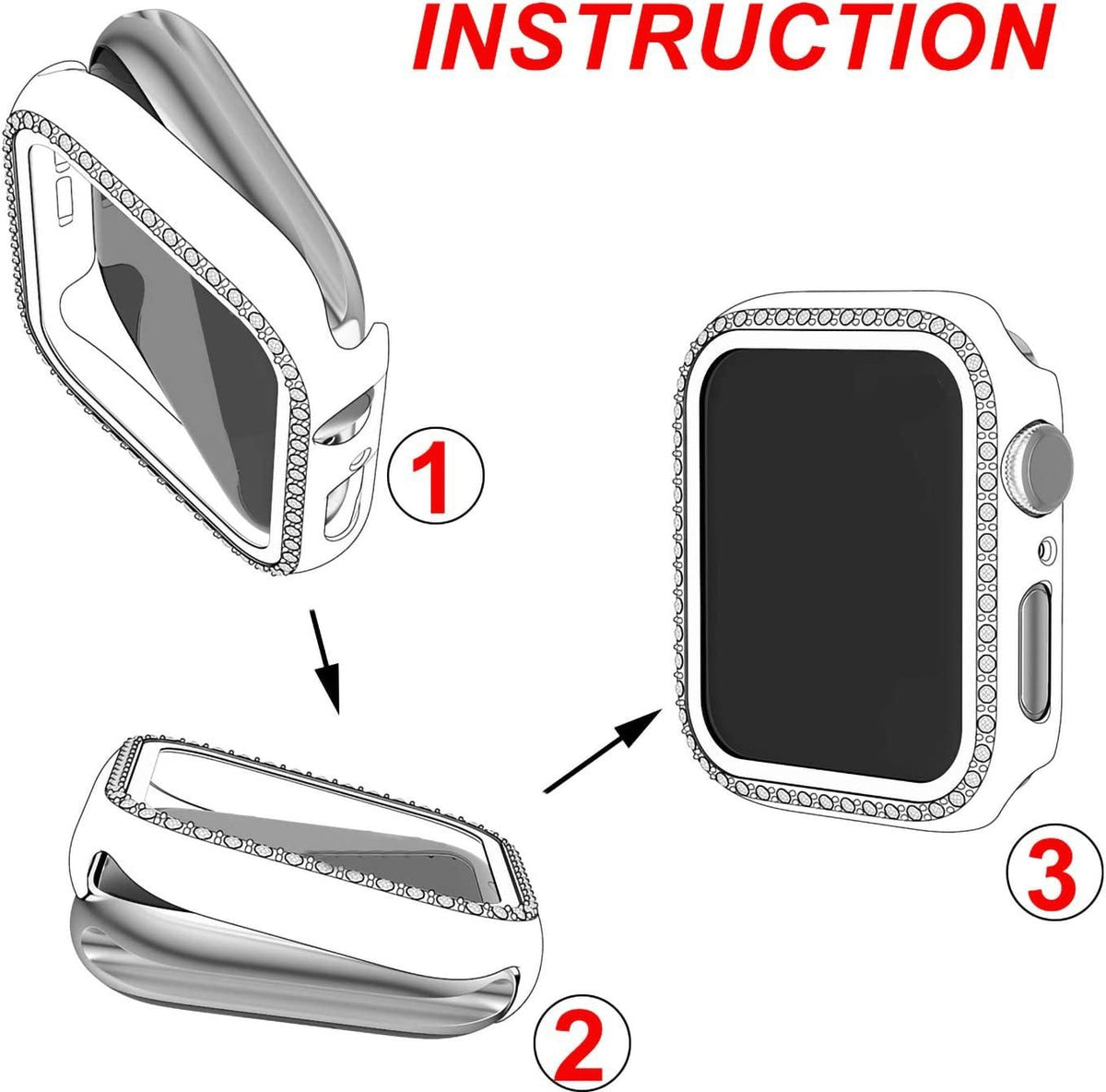 Rhinestone Apple Watch Case 41mm 45mm Bling Protection