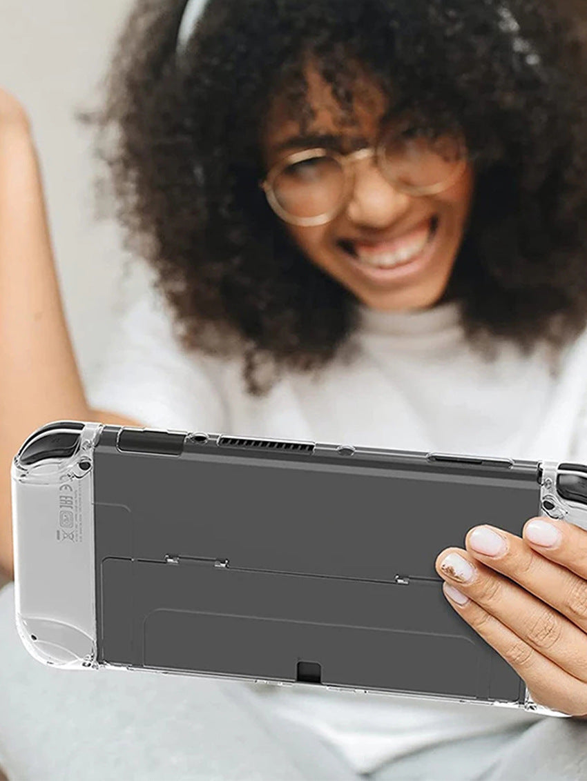 Crystal Clear Switch OLED Case with Kickstand & Joy-Con
