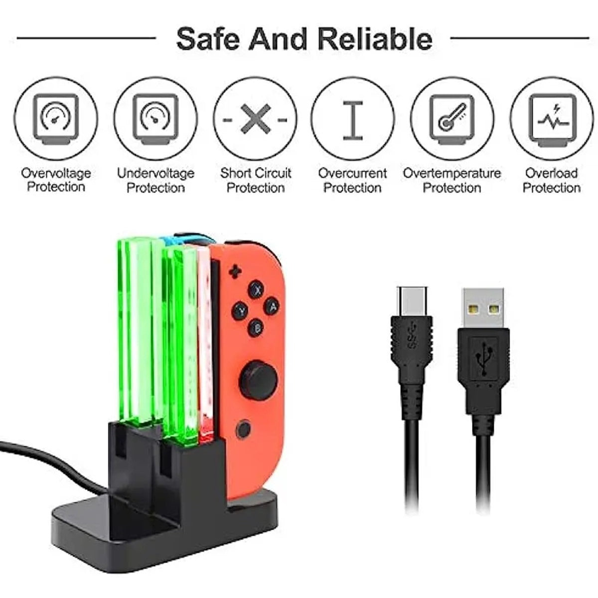 Joy-Con Charging Dock: Quad Charger with Light Columns