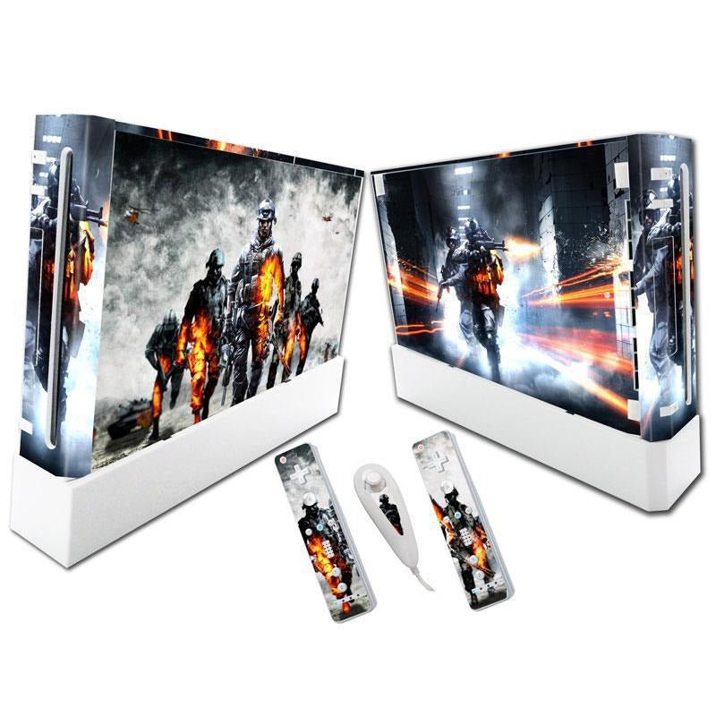 Wii Console Skin Set with Matching Vinyl Controller Wraps
