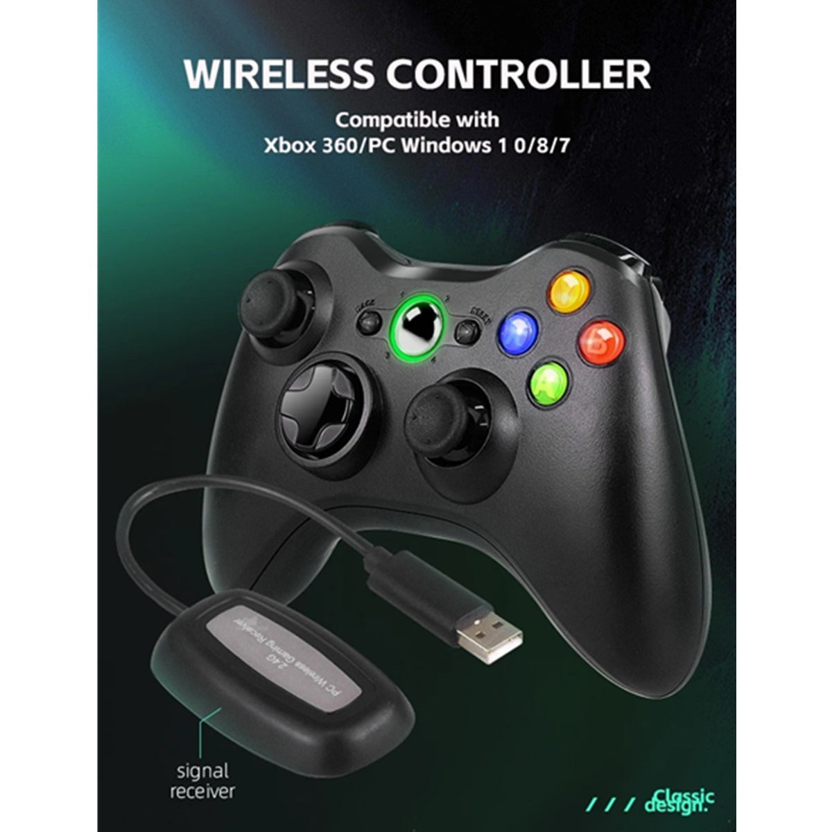 Wireless Xbox 360 Controller for PC with Dual Vibration