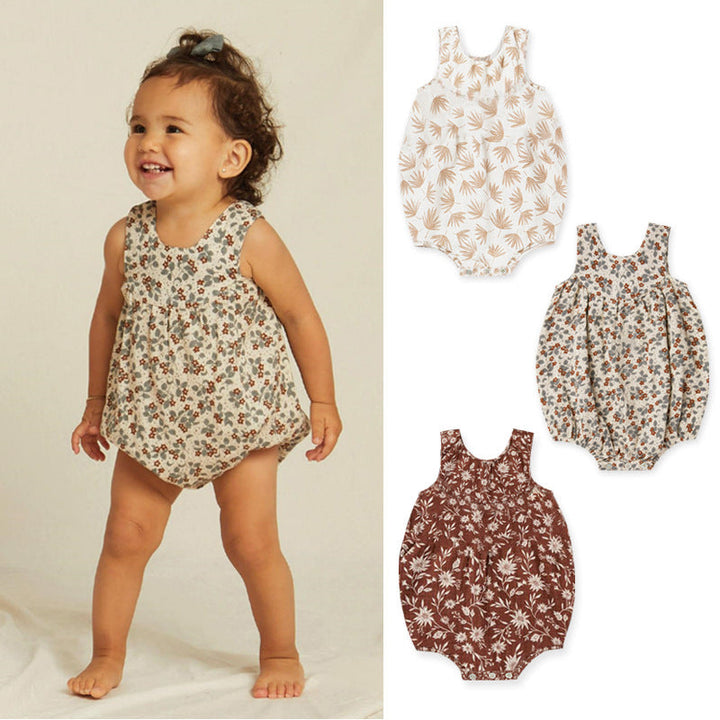 Baby Cotton Summer Romper, Breathable Floral Onesie