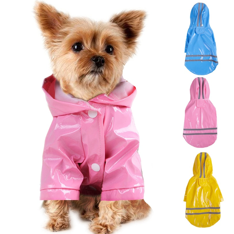 Dog Rain Coat With Reflective Stripes for Wet Walks