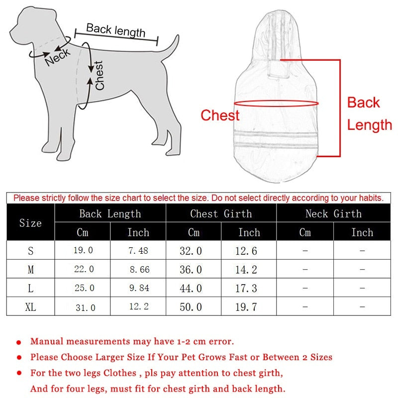 Dog Rain Coat With Reflective Stripes for Wet Walks