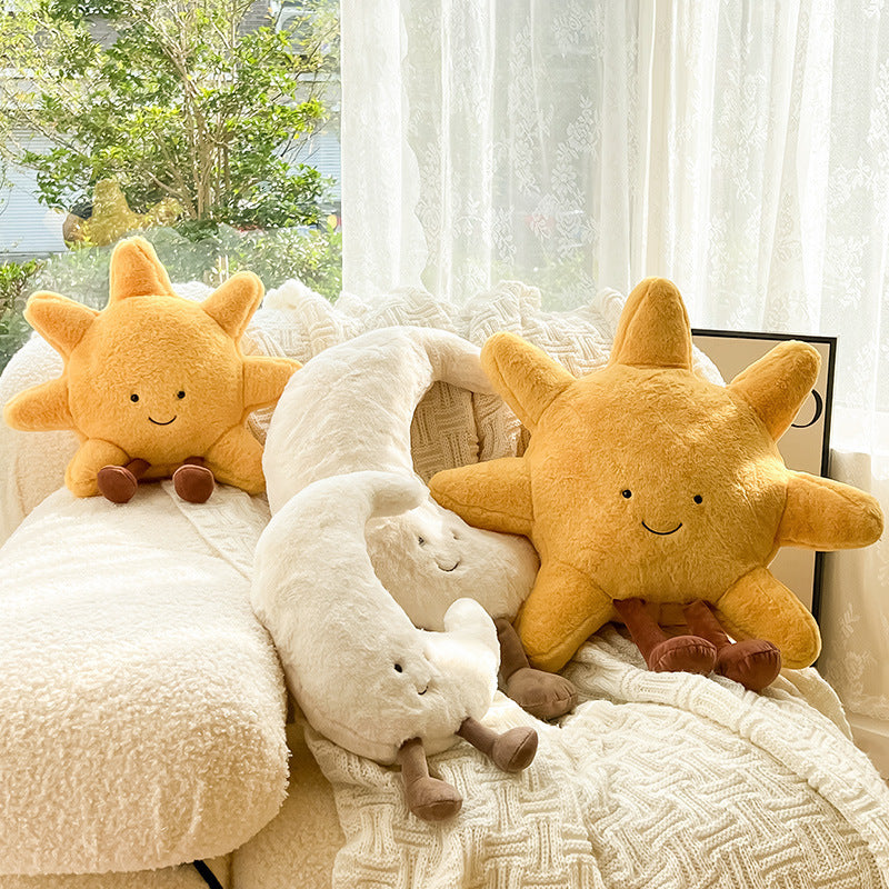 Sun-Shaped Accent Pillow for Cozy Playful Room Decor