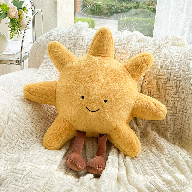 Sun-Shaped Accent Pillow for Cozy Playful Room Decor