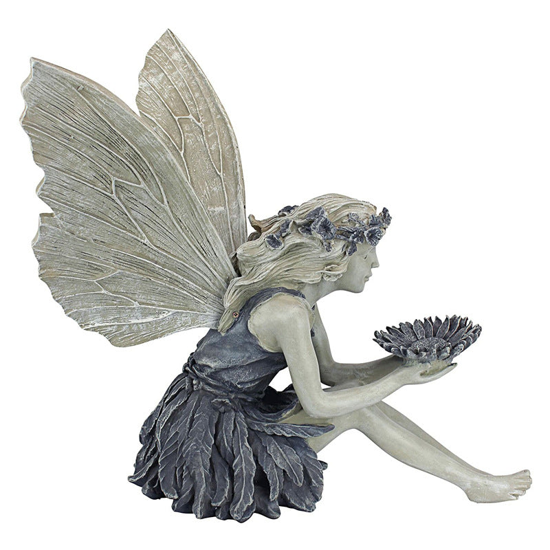 Sunflower Fairy Statue Garden Focal Point Ornament