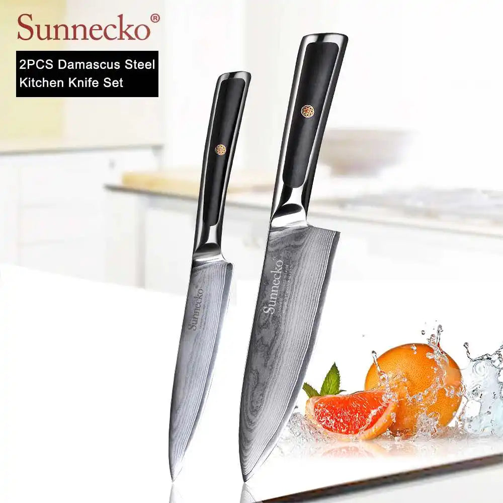 4-Piece Damascus Steel Kitchen Knife Set, VG10 Core