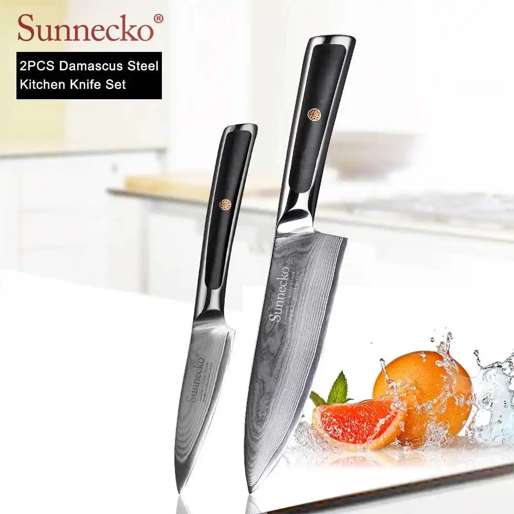 4-Piece Damascus Steel Kitchen Knife Set, VG10 Core