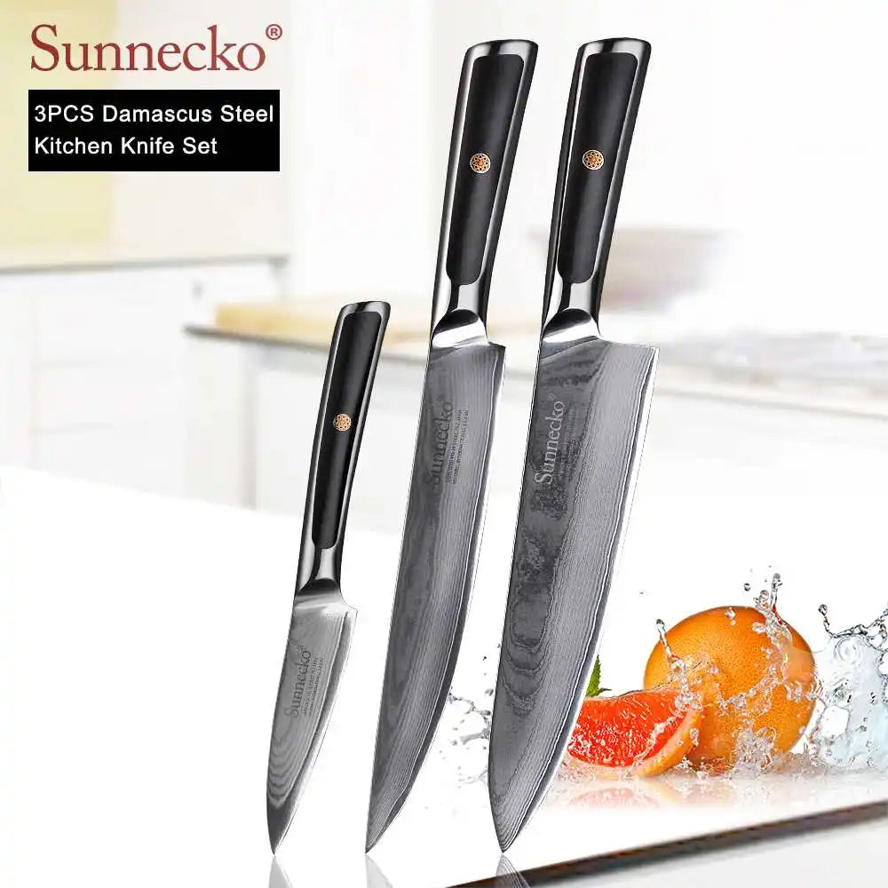 4-Piece Damascus Steel Kitchen Knife Set, VG10 Core