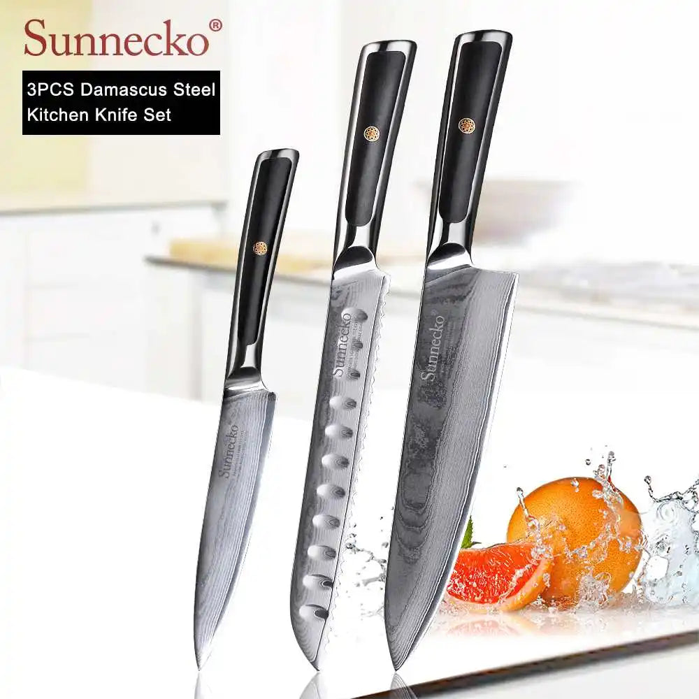 4-Piece Damascus Steel Kitchen Knife Set, VG10 Core