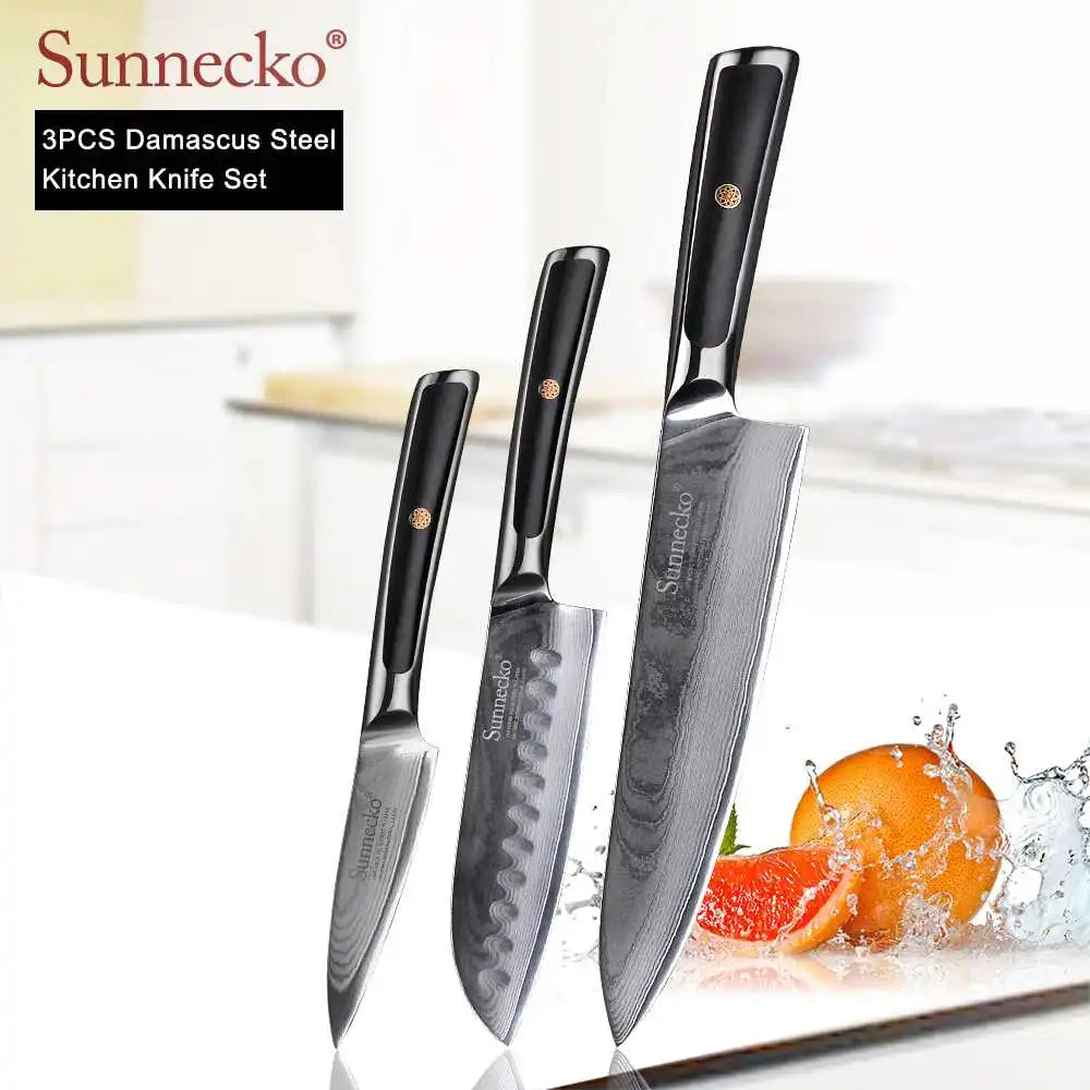 4-Piece Damascus Steel Kitchen Knife Set, VG10 Core