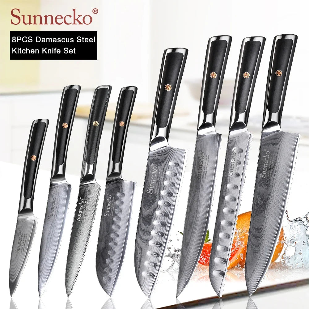 4-Piece Damascus Steel Kitchen Knife Set, VG10 Core