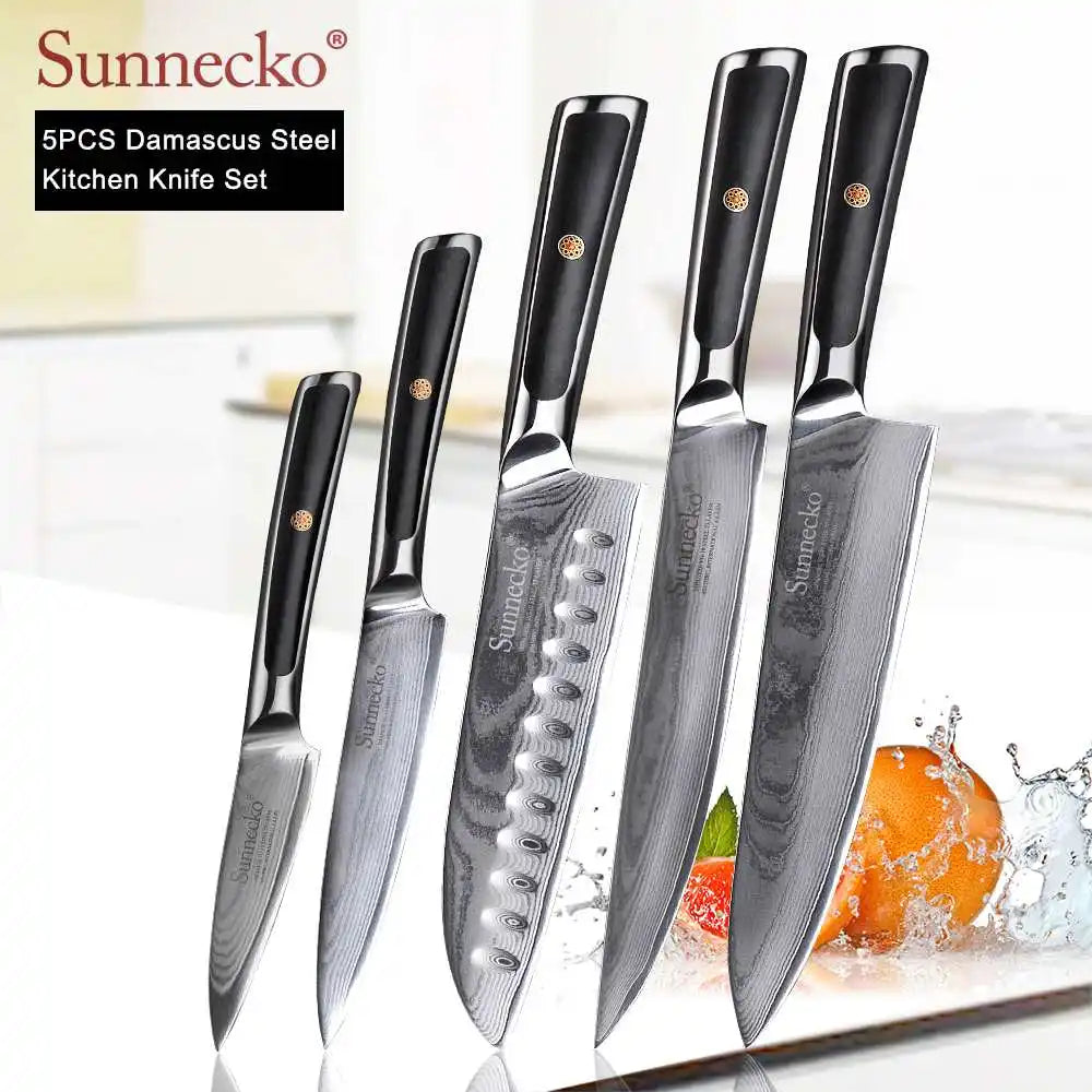 4-Piece Damascus Steel Kitchen Knife Set, VG10 Core