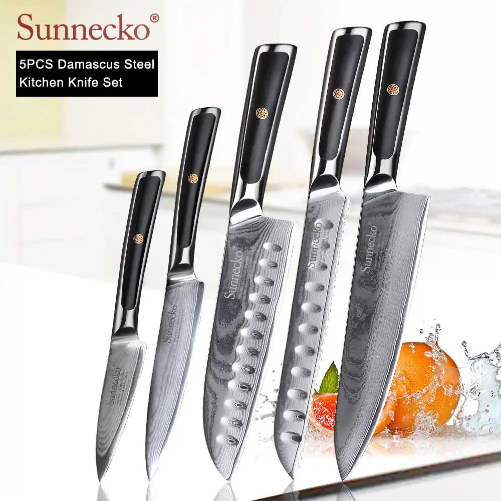 4-Piece Damascus Steel Kitchen Knife Set, VG10 Core