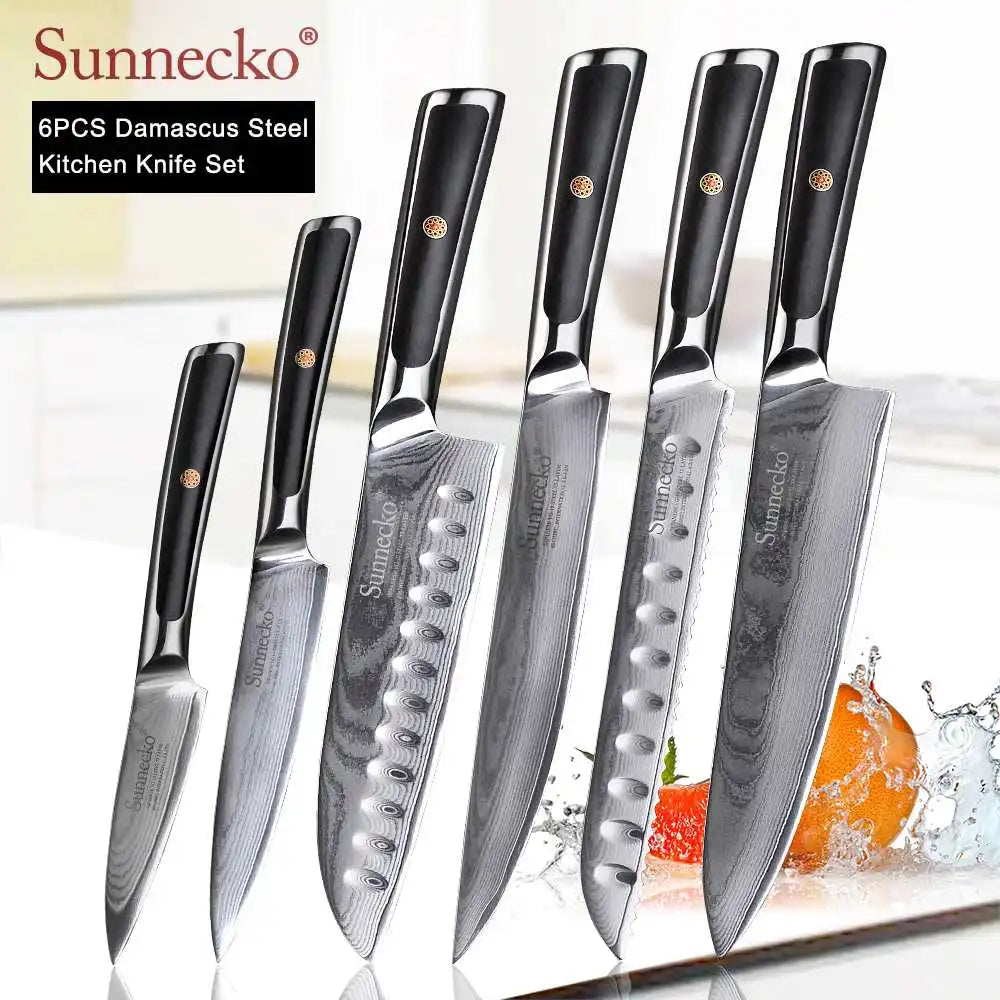 4-Piece Damascus Steel Kitchen Knife Set, VG10 Core