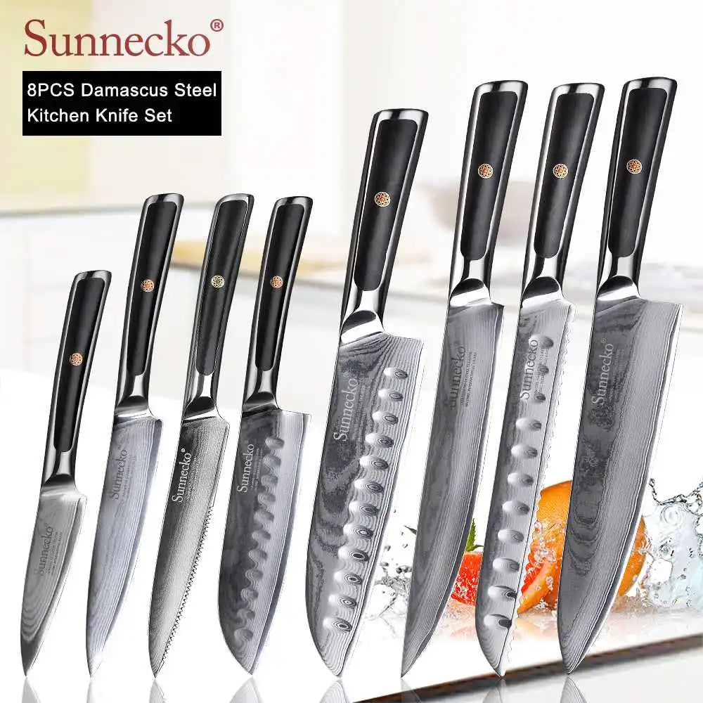4-Piece Damascus Steel Kitchen Knife Set, VG10 Core