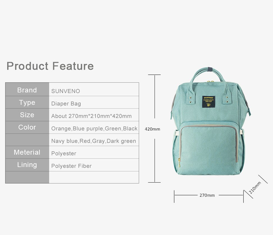 Large Diaper Backpack With Organized Baby Gear Storage