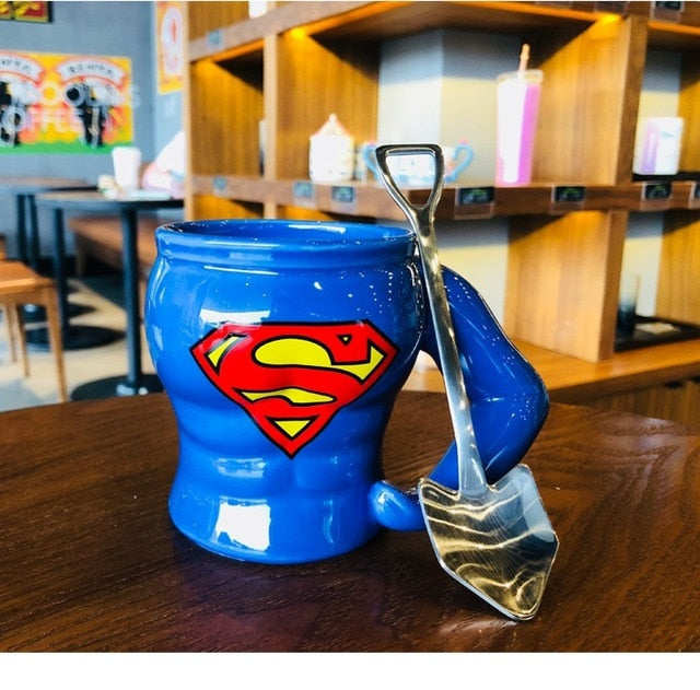 Superhero Mug With Spoon, Sculpted Muscle Torso Cup