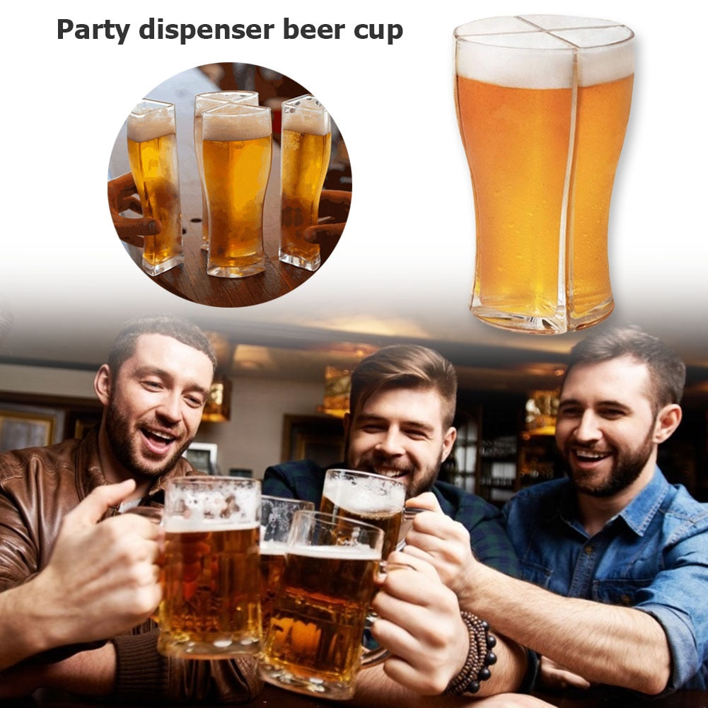 Four-Part Separable Beer Glass for Parties and Clubs